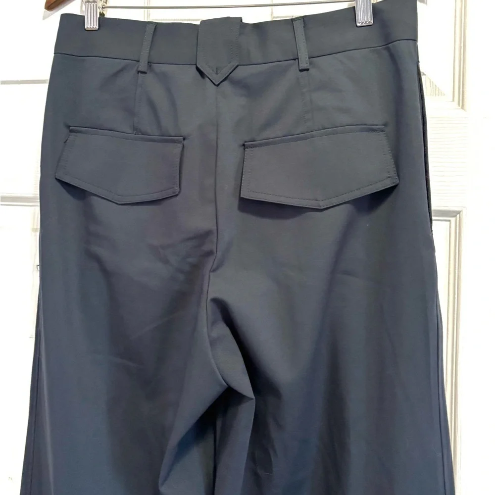 NWT Zara Wide Leg Trousers Navy Blue Pants Poly / Viscose / Elastane Blend Large - Picture 11 of 12